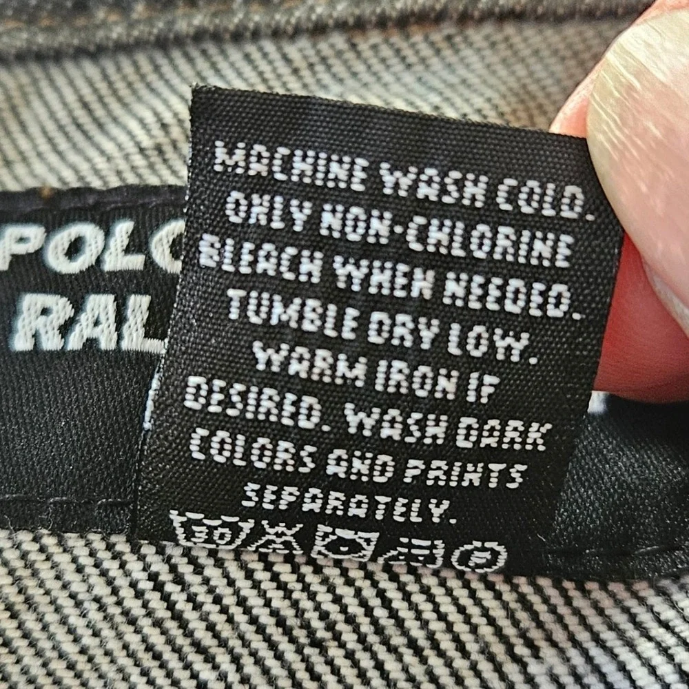 Polo Jeans‎ Co. Ralph Lauren Kids Denim Jacket Black Wash USA Made Large